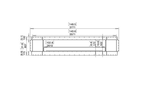 Ecosmart Fire Flex 140DB.BX2 Double Sided Fireplace Insert - Black Finish / Stainless Steel Burner - ESF.FX.140DB.BX2